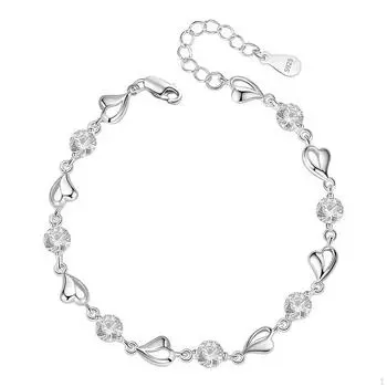 Женский браслет с регулируемой цепочкой для подарков на день рождения, годовщину, жену S999 Silver Blue