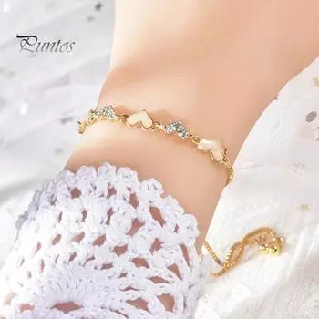 Женский браслет с регулируемой длиной, кисточкой, стразами, сердцем, полированным сплавом, наручные украшения, подарок для дочери, жены, подруги, повседневная одежда, парный браслет