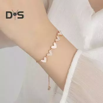 Женский браслет с регулируемой длиной, кисточкой, стразами, сердцем, полированным сплавом, наручные украшения, подарок для дочери, жены, подруги, повседневная одежда, парный браслет