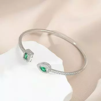 Женский браслет с регулируемым открытием, искусственный изумруд, элегантный гипоаллергенный браслет со стразами, ювелирные изделия