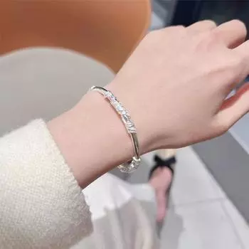 Женский браслет с регулируемым отверстием, цветочный тисненый полированный сплав, этнический стиль, запястье