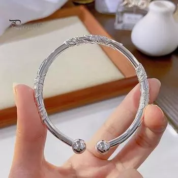 Женский браслет с регулируемым отверстием, цветочный тисненый полированный сплав, этнический стиль, наручные украшения на каждый день, для особых случаев 1pc