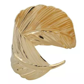 Женский браслет с широкой манжетой, открытый металлический браслет в форме листа, ювелирные изделия золотистый