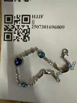 Женский браслет с синим кристаллом и стразами в форме сердца One Size