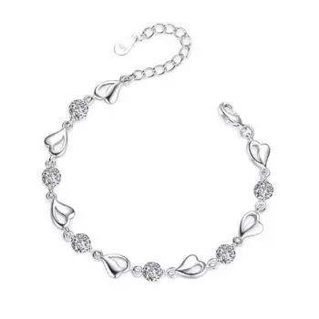 Женский браслет с синим кубическим цирконием Ocean Heart, регулируемая длина, зажим-лобстер, полированный сплав розовый