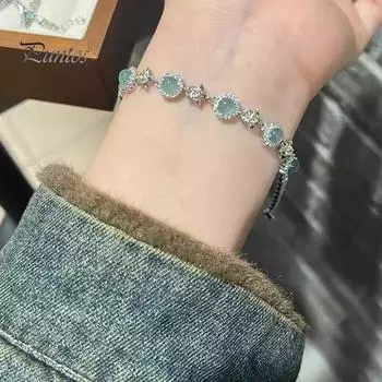 Женский браслет с синим кубическим цирконием, регулируемый, с увеличенной длиной, из сплава «морская звезда», круглые бусины, украшения для выпускного вечера, повседневные синий