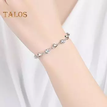 Женский браслет с синим кубическим цирконием в форме сердца океана, регулируемая длина, застежка-лобстер, полированный сплав, наручные украшения, подарок на годовщину, романтическая любовь, легкий вес синий