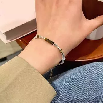 Женский браслет с удлиненной цепочкой, регулируемый геометрический медный кулон, холодный стиль, зажим-лобстер, женский браслет, повседневная одежда, ювелирные изделия серебряный