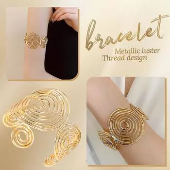 Женский браслет с узором «Спираль» Открывающийся браслет Аксессуары для рук One Size золотистый