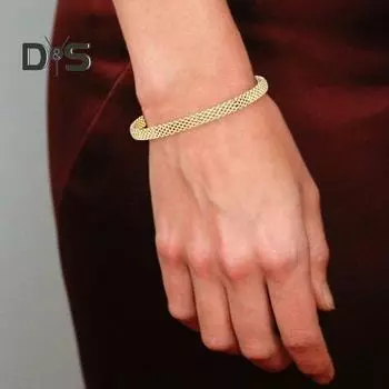 Женский браслет с застежкой-карабином, плетеная сетка из нержавеющей стали, однотонный полированный простой стиль, повседневная одежда, украшения для вечеринок на запястье золотистый