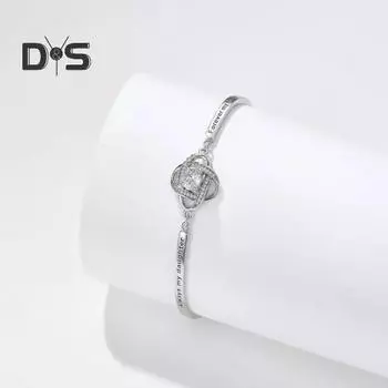 Женский браслет со стразами, подвеской в виде клевера, гравировкой, полированной медью, подарок для дочери, регулируемая длина, зажим-лобстер, украшения на запястье для разных целей серебряный