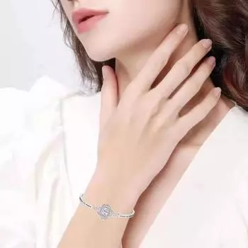 Женский браслет со стразами, подвеской в виде клевера, гравировкой из полированной меди, подарок для дочери, регулируемая длина, застежка-лобстер, ювелирные изделия на запястье серебряный