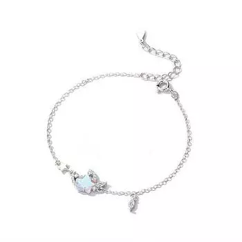 Женский браслет со звездой из чистого серебра, осенний новый легкий роскошный браслет с лунным светом и камнями в стиле Instagram, рукоделие для подруги Adjustable size