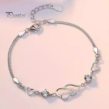 Женский браслет в форме сердца, регулируемый браслет, блестящие стразы, инкрустированные, открытый дизайн, браслет, ювелирные изделия, подарок белый