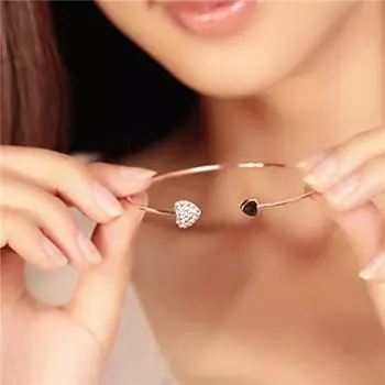 Женский браслет в форме сердца с бриллиантами, открытый позолоченный браслет с бриллиантами Love, двойной браслет, ювелирные изделия G золотой