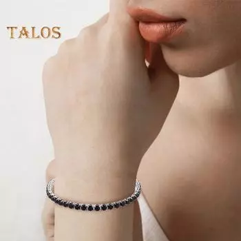 Женский браслет в стиле хип-хоп с кубическим цирконием, полированной медью, простой стиль, браслет на запястье, для банкета, свадьбы, вечеринки, ювелирные изделия чёрный