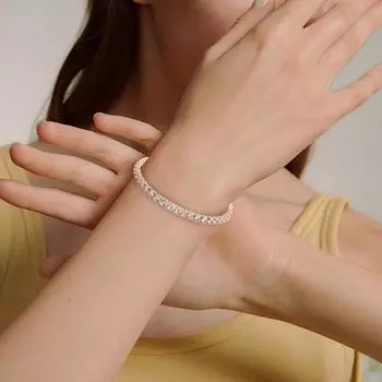 Женский браслет в стиле хип-хоп с кубическим цирконием, полированной медью, простой стиль, браслет на запястье, для банкета, свадьбы, вечеринки, ювелирные изделия красный