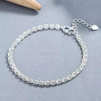 Женский браслет в стиле ретро с полым плетением, регулируемая длина, однотонный посеребренный медный браслет в японском и корейском стиле, украшения на запястье для повседневного ношения 1pc