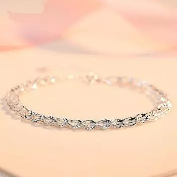 Женский браслет в стиле ретро с полым плетением, регулируемая длина, однотонный посеребренный медный браслет в японском и корейском стиле, украшения на запястье для повседневного ношения 1pc