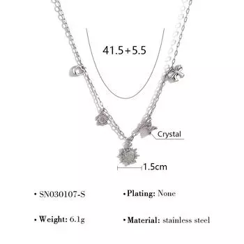 Женский браслет Wind Hollow с подвеской из титановой стали, невыцветающее ожерелье с бриллиантами инкрустированное подсолнухом, комплект ювелирных изделий