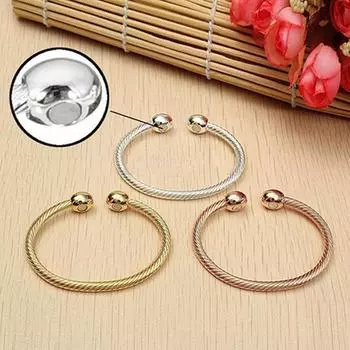 Женский браслет витой регулируемый гальванический обезболивающий открытый декор цветной винтажный терапевтический магнитный браслет золотистый