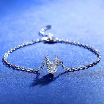 Женский браслет Yi Lu You из стерлингового серебра 925 пробы, классический интернет-знаменитость в одном стиле с рогами оленя, креативные серебряные украшения, ручные украшения zircon