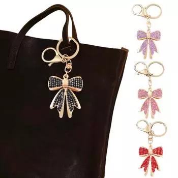 Женский брелок-бантик со стразами, сверкающий бант, подвеска на сумку из искусственного кристалла чёрный