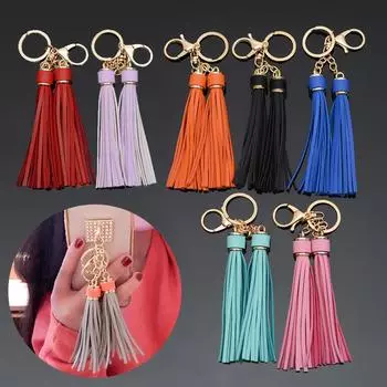 Женский брелок-держатель, кожаный брелок с кисточками, сумка, подвесной брелок для автомобиля, кулон с бахромой серый