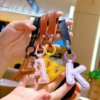 Женский брелок из искусственной кожи с инициалами, изысканный стильный брелок для сумки, телефона, автомобиля, цветной брелок A