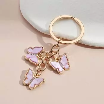 Женский брелок с подвеской в виде бабочки с бриллиантами, милый красочный брелок для ключей с бабочкой, украшение для сумки E4114