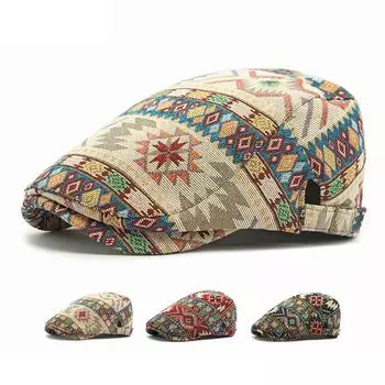 Женский британский винтажный берет, мужская жаккардовая кепка, кепка с козырьком чёрный