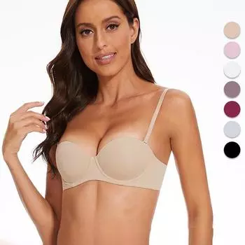 Женский бюстгальтер 1/2 чашки, бесшовное нижнее белье высокого качества, сексуальные съемные бретели, невидимые повседневные бюстгальтеры, беспроводной бюстгальтер Push Up 70A чёрный