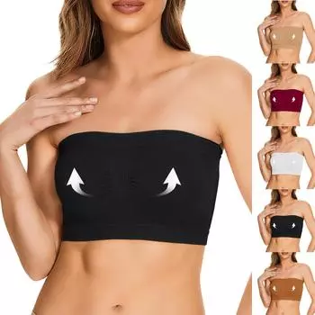 Женский бюстгальтер без бретелек, однотонный сексуальный легкий и тонкий топ на бретелях без нагрудника, стальное кольцо L чёрный