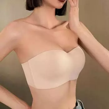 Женский бюстгальтер без бретелек с запахом на груди, бандо, бесшовное дышащее нижнее белье, топы, нескользящий невидимый бюстгальтер без косточек, женский бюстгальтер пуш-ап S белый