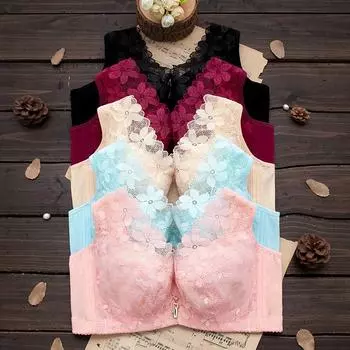 Женский бюстгальтер без косточек, бюстгальтер Push Up, большой размер, нижнее белье, кружевное нижнее белье, мягкий женский бюстгальтер, сексуальный собранный бюстгальтер 80C чёрный