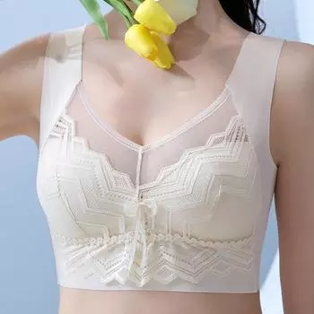 Женский бюстгальтер без стального кольца, кружевной жилет с тонкой чашкой, бюстгальтер, бесшовное нижнее белье L шампанского