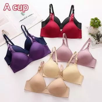 Женский бюстгальтер без стального кольца, однотонное тонкое нижнее белье с чашкой A 34/75A красный