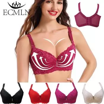 Женский бюстгальтер больших размеров 80-105 C/D, кружевной бюстгальтер супер пуш-ап, сексуальное удобное нижнее белье на косточках 36/80C чёрный
