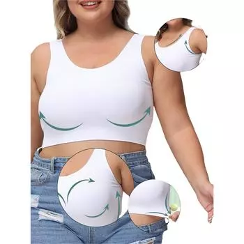 Женский бюстгальтер больших размеров с подъемом и предотвращением провисания, формирующий и поддерживающий грудь по бокам, удобный, без косточек. 1XL белый