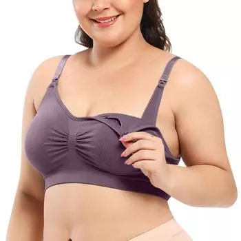 Женский бюстгальтер больших размеров со съемной подушкой для груди для беременных и кормящих женщин XXXL темно-фиолетового