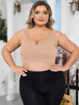 Женский бюстгальтер больших размеров, удобный, без косточек, собранный, чтобы закрыть грудь по бокам и предотвратить провисание SKIN 1XL-4XL 1XL бежевый