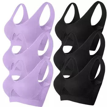 Женский бюстгальтер большого размера с принтом, собранный вместе из 6 предметов на каждый день, нижнее белье без ободков L чёрный