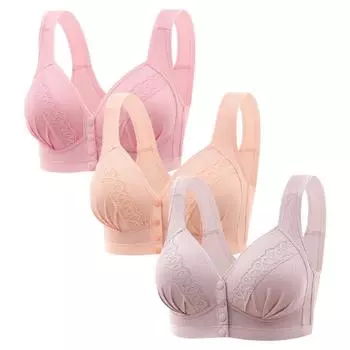 Женский бюстгальтер большого размера с пряжкой спереди, неметаллический дышащий топ-бюстгальтер для среднего возраста 2XL