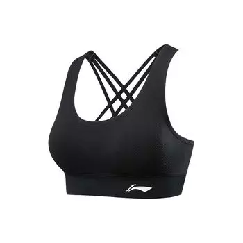 Женский бюстгальтер для фитнеса с принтом логотипа Li Ning, черный YUBT012-4 S