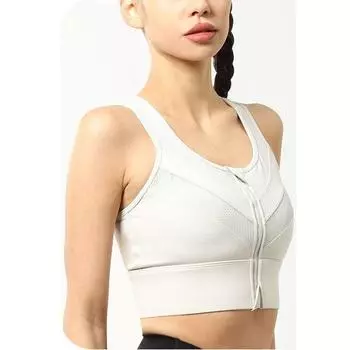 Женский бюстгальтер для фитнеса с застежкой-молнией спереди, беспроводной бюстгальтер, собранное нижнее белье с эффектом пуш-ап, противоударный спортивный жилет для йоги, бюстгальтер на спине S
