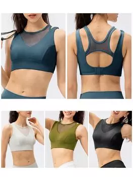 Женский бюстгальтер для йоги, сетчатый ажурный жилет без косточек для тренировок и бега, повседневный жилет XL зелёный