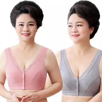 Женский бюстгальтер для среднего возраста, бюстгальтер-майка с пряжкой спереди, большой размер, мягкий хлопковый бюстгальтер 44