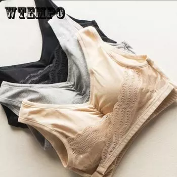 Женский бюстгальтер из чистого хлопка без косточек, тонкий женский спортивный бюстгальтер со сборками в стиле жилета, бесшовный бюстгальтер для сна из хлопка, с кружевной подкладкой, регулируемый бюстгальтер XXL чёрный