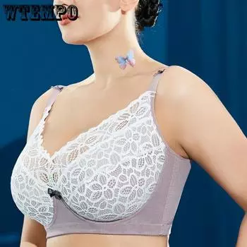 Женский бюстгальтер-минимайзер без подкладок на косточках с полным покрытием, прозрачный кружевной поддерживающий бюстгальтер 34, 36, 38, 40, 42, 44, 46 BCDEF 34/75B фиолетовый