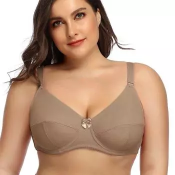 Женский бюстгальтер на косточках с бантом больших размеров, однотонное нижнее белье без подкладок, 80D, 85D, 90D, 95D, 100D, 105D, чашка D, полное покрытие, бюстгальтер без подкладок 95D бежевый